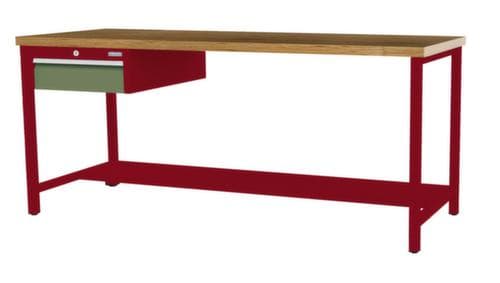 Bedrunka + Hirth Werkbank mit Buche-Massivholzplatte Gestell in vielen Farben, 1 Schublade, 1/2 Ablageboden