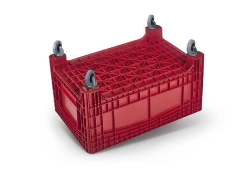 Großbehälter, Inhalt 354 l, rot, 4 Lenkrollen