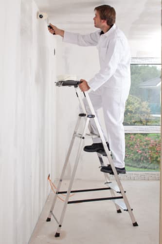 Krause Stufenstehleiter  Monto® Secury® mit Antirutschauflagen, 5 rutschhemmend profilierte Stufen