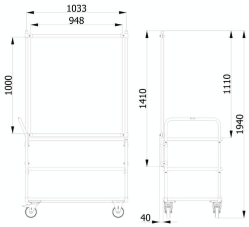 fetra Hygieneschutzwand für Transportwagen, Höhe x Breite 1410 x 1066 mm