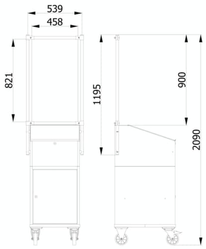 fetra Hygieneschutzwand für Transportwagen, Höhe x Breite 1410 x 571 mm