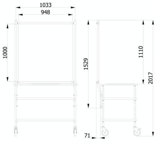 fetra Hygieneschutzwand für Transportwagen, Höhe x Breite 1529 x 1066 mm