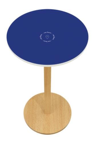Paperflow Runder Stehtisch Woody, Ø 600 mm, Platte blau