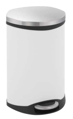Muschelförmiger Edelstahl-Tretabfallbehälter EKO Shell, 18 l, weiß