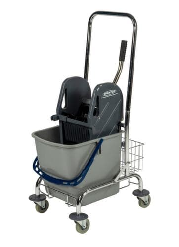 Nasswischwagen mit Mopp-Presse, 1x27 l Eimer in blau
