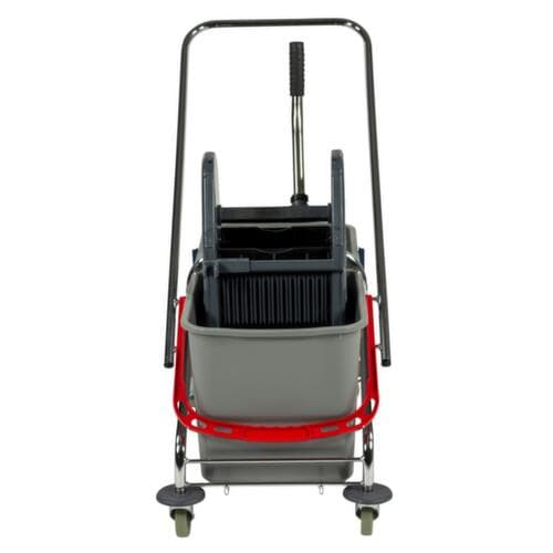 Nasswischwagen mit Mopp-Presse, 2x27 l Eimer in rot/blau