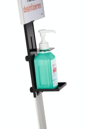 Desinfektionsmittelspender mit variabler Flaschenaufnahme, mit Armhebel