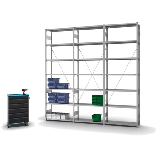 hofe System-Steckregal in mittelschwerer Bauart, Höhe x Breite x Tiefe 3000 x 1010 x 335 mm, 7 Böden
