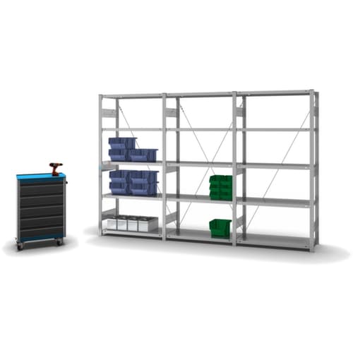 hofe System-Steckregal Anbaufeld, Höhe x Breite x Tiefe 2000 x 1010 x 435 mm, 5 Böden