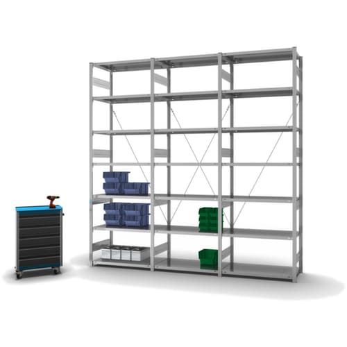 hofe System-Steckregal Anbaufeld, Höhe x Breite x Tiefe 3000 x 1010 x 535 mm, 7 Böden