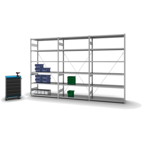 hofe System-Steckregal Anbaufeld, Höhe x Breite x Tiefe 2500 x 1310 x 535 mm, 6 Böden