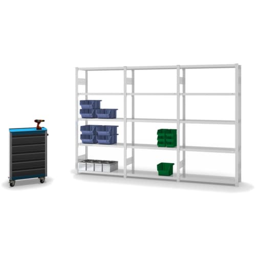 hofe Traversenregal in mittelschwerer Bauart, Höhe x Breite x Tiefe 2000 x 1060 x 335 mm, 5 Böden