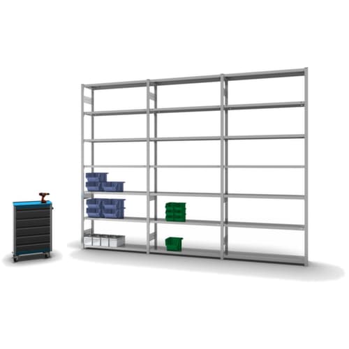 hofe Traversenregal in mittelschwerer Bauart, Höhe x Breite x Tiefe 3000 x 1310 x 335 mm, 7 Böden