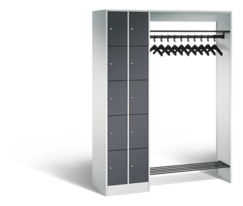 C+P Schließfach-Garderobe Classic mit 10 Fächern + Hutablage + Schuhrost, Breite 1410 mm