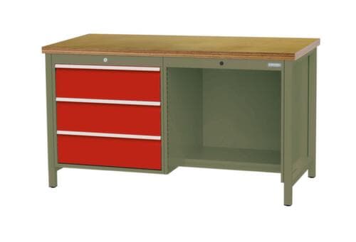 Bedrunka + Hirth Werkbank, 3 Schubladen, 1/2 Ablageboden