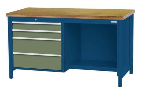 Bedrunka + Hirth Werkbank, 4 Schubladen, 1/2 Ablageboden