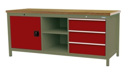 Bedrunka + Hirth Werkbank, 3 Schubladen, 1 Schrank, 2 Ablageböden