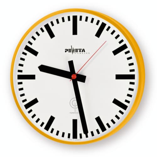 PEWETA Wanduhr mit Metallgehäuse, mit Balkenziffern, Ø 300 mm