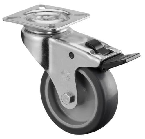 BS-ROLLEN Spurlose thermoplastische Apparaterolle, Traglast 70 kg, TPE-Bereifung