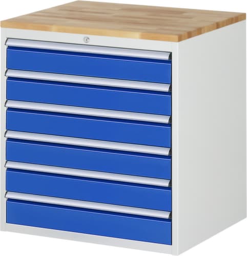 RAU Schubladenschrank Serie 7000, 6 Schublade(n), RAL7035 Lichtgrau/RAL5010 Enzianblau