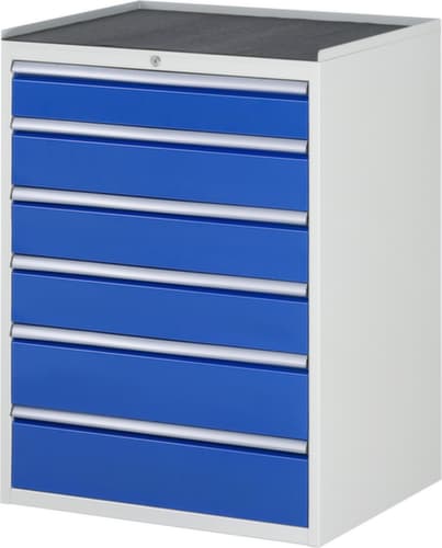 RAU Schubladenschrank Serie 7000, 6 Schublade(n), RAL7035 Lichtgrau/RAL5010 Enzianblau
