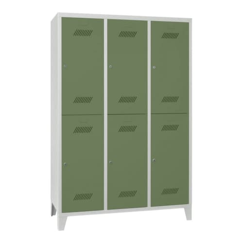 PAVOY Doppelstöckiger Garderobenschrank Basis mit 3x2 Abteilen, Abteilbreite 400 mm