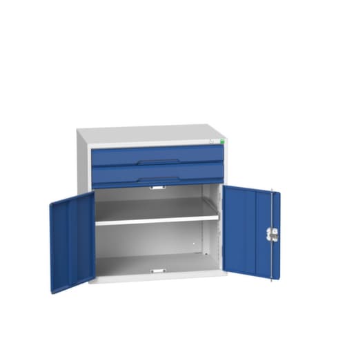 bott Schubladenschrank verso mit Flügeltür, 2 Schublade(n), RAL7035 Lichtgrau/RAL5010 Enzianblau