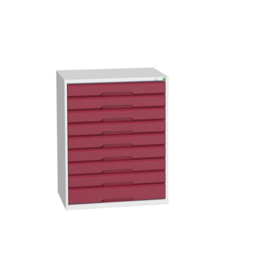bott Schubladenschrank verso, 9 Schublade(n), RAL7035 Lichtgrau/RAL3004 Purpurrot