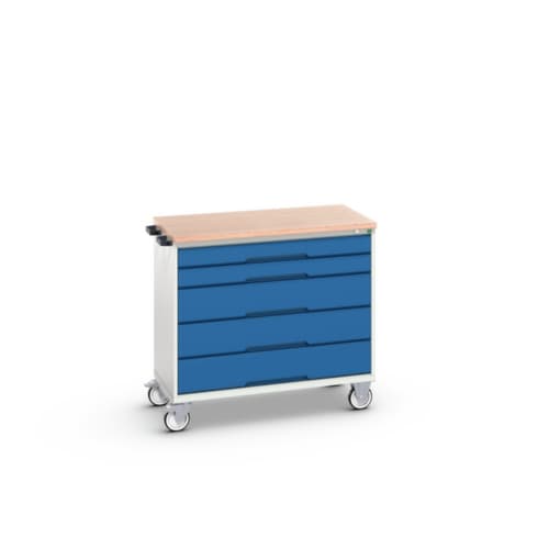 bott Werkzeugwagen verso, 5 Schubladen, RAL7035 Lichtgrau/RAL5010 Enzianblau