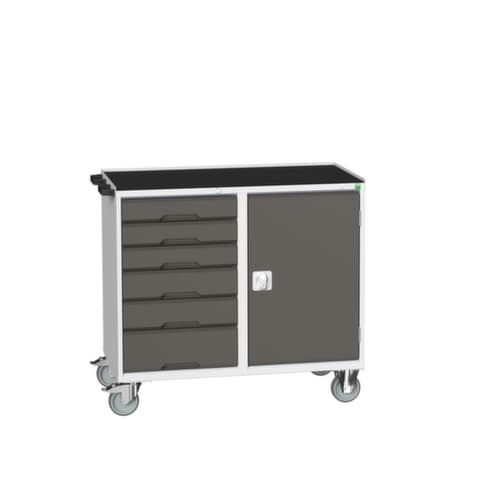 bott Fahrbarer Montagetisch verso, 6 Schubladen, 1 Schrank, RAL7035 Lichtgrau/RAL7016 Anthrazitgrau