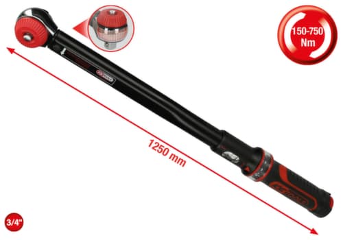 KS Tools 3/4" ERGOTORQUE®precision Ratschen-Drehmomentschlüssel Drehknopf