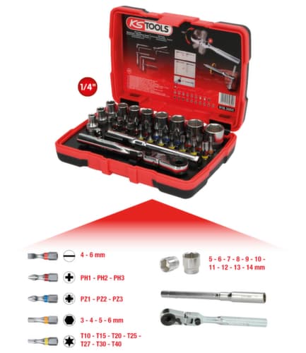 KS Tools 1/4" TORSIONpower Bit-Stecknuss-Box