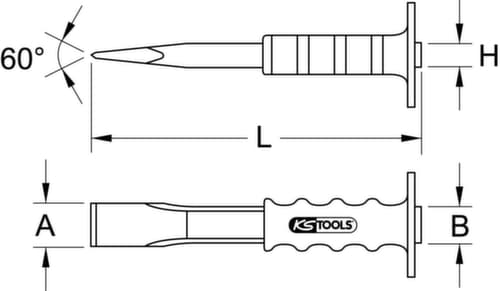 KS Tools Schlitzmeißel mit Handschutzgriff