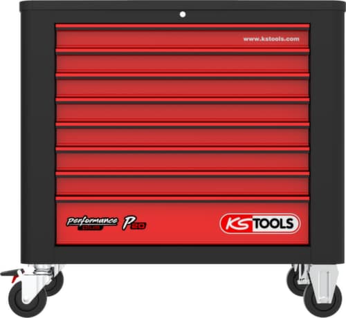 KS Tools PERFORMANCEplus P20 SCHWARZ/ROT Werkstattwagen mit 8 Schubladen
