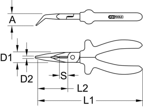KS Tools BERYLLIUMplus Telefonzange gewinkelt 180 mm