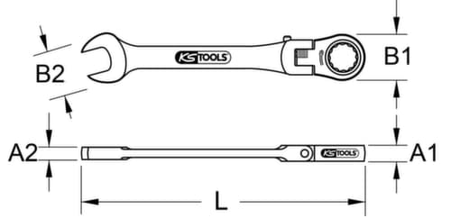 KS Tools GEARplus Gelenk-Ratschenringmaulschlüssel feststellbar