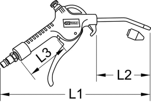 KS Tools Druckluft-Ausblaspistole mit Durchflussregulierung