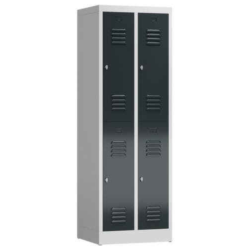 Doppelstöckiger Garderobenschrank ClassiX, Abteilbreite 295 mm