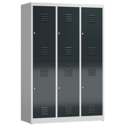 Doppelstöckiger Garderobenschrank ClassiX, Abteilbreite 395 mm