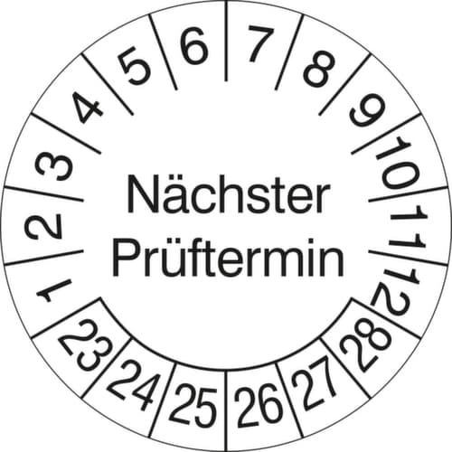 Runde Prüfplakette ohne Jahresfarbe