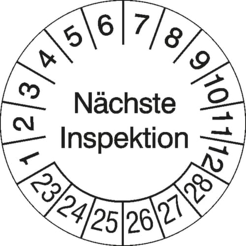 Runde Prüfplakette ohne Jahresfarbe