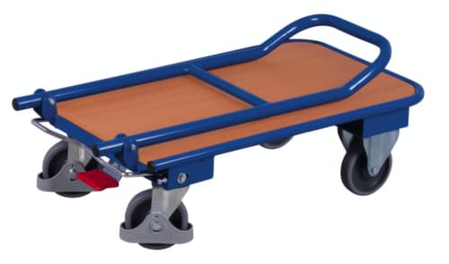 VARIOfit Klappbarer Schiebebügelwagen mit Holzladefläche, Traglast 250 kg, TPE-Bereifung