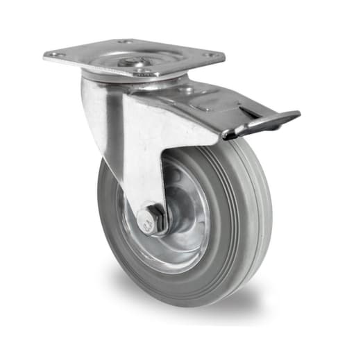 Cascoo Lenkrolle mit Total-Feststeller, Traglast 205 kg, Vollgummi-Bereifung