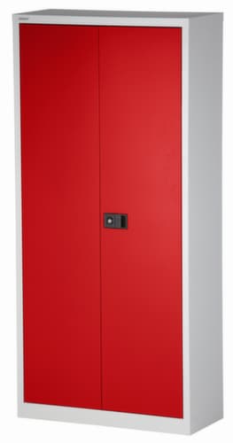 Bisley Aktenschrank Universal, 5 Ordnerhöhen, lichtgrau/kardinalrot