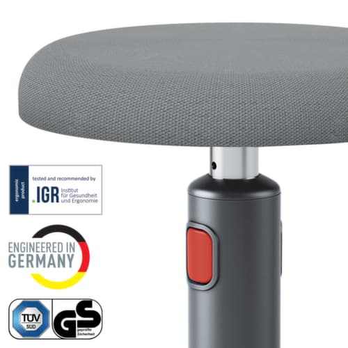 Leitz Sitz-Steh-Hocker Ergo Cosy Aktiv, Sitz grau, rutschfester Fußunterseite
