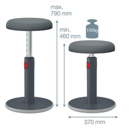 Leitz Sitz-Steh-Hocker Ergo Cosy Aktiv, Sitz grau, rutschfester Fußunterseite