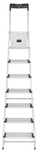 Hailo Einseitige Stufenstehleiter ComfortLine L80 mit XXL-Stufen, 7 extra tiefe Riffelblechstufen
