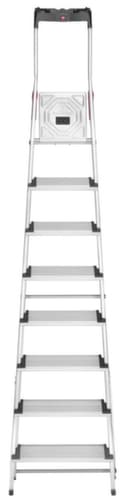 Hailo Einseitige Stufenstehleiter ComfortLine L80 mit XXL-Stufen, 8 extra tiefe Riffelblechstufen
