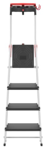 Hailo Einseitige Stufenleiter TopLine L100 mit ausziehbarem Sicherheitsbügel, 4 extra tiefe Riffelblechstufen