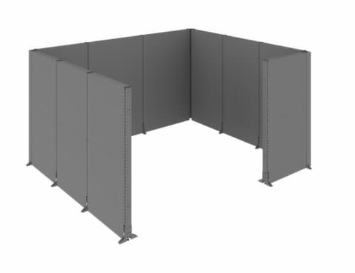 Akustik-Stellwand-Set, Höhe x Breite 2000 x 3500 mm, Wand RAL7037 Staubgrau